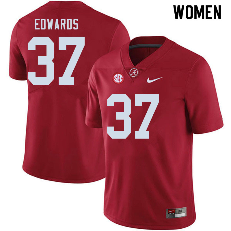 Women #37 Jalen Edwards Alabama Crimson Tide College Football Jerseys Sale-Crimson